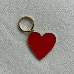Sezane Red Heart Key Chain with Gold Ring